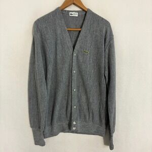 Vtg Lacoste Club Knit USA Cardigan Sweater Mens XL Preppy Tennis Grandpa Croc